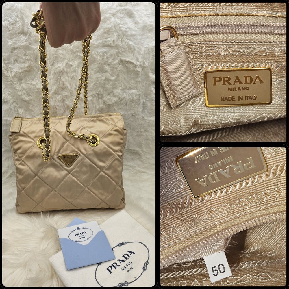 📌SOLD📌Prada  Quilted Nylon Chained Bag - Picture 3 of 17